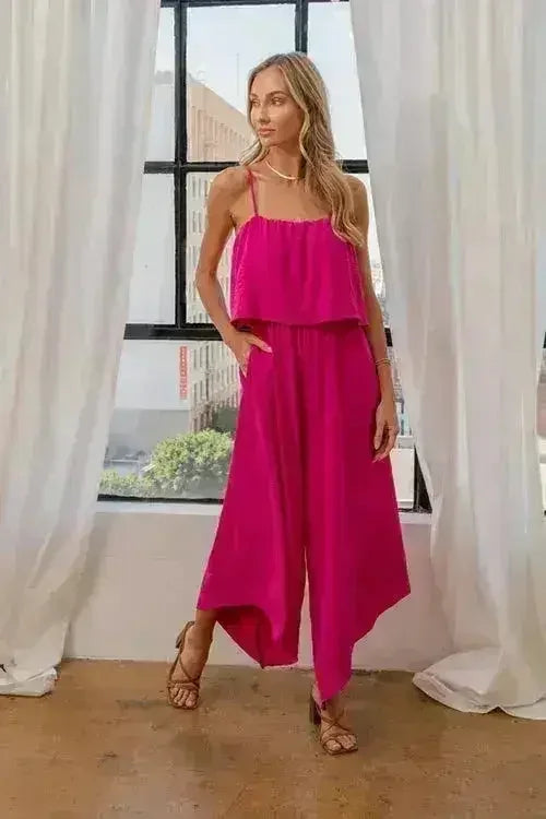 Combinaison sans manches à jambes larges | Combinaison en polyester | Tailles S-3XL