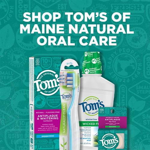 Fil dentaire plat anti-plaque Toms Of Maine naturellement ciré, menthe verte, 29,26 mètres