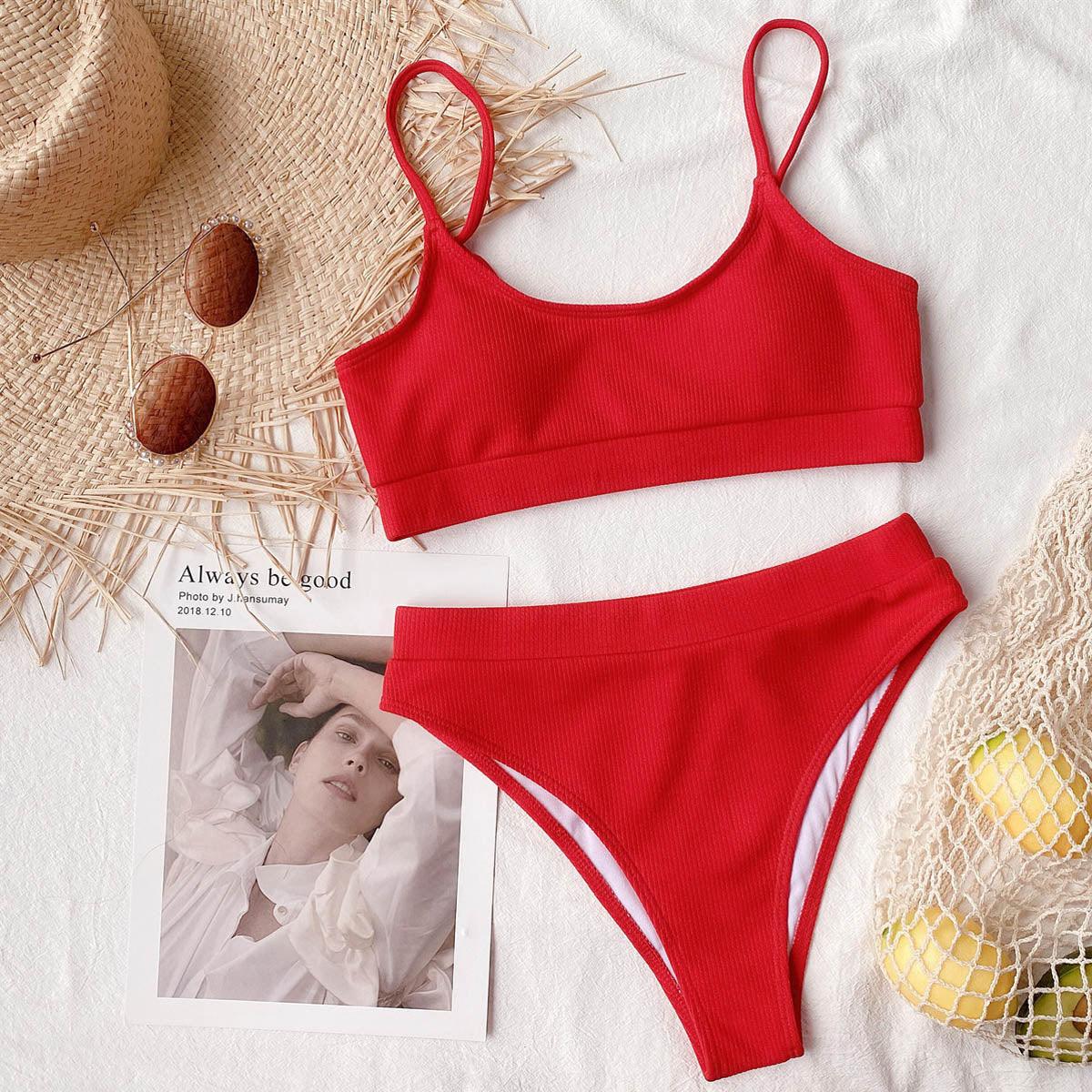 Maillot de bain push-up femme Maillot de bain moderne pour femme Bikinis Ensemble bikini taille haute Bikini uni Maillot de bain 2 pièces Maillot de bain femme Maillot de bain Ensemble bikini taille haute Tenue de sport Maillot de bain Bikini