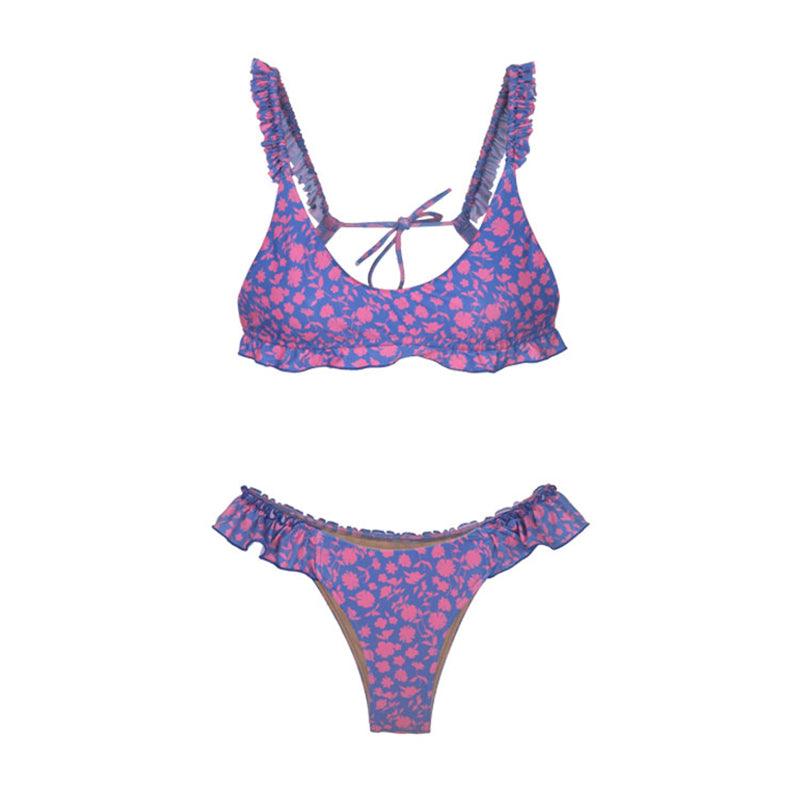Maillot de bain femme, string, haut de bikini triangle, imprimé push-up, ensembles de bikini deux pièces, fendu, bouton, vêtements de plage, maillot de bain taille haute, échancré.
