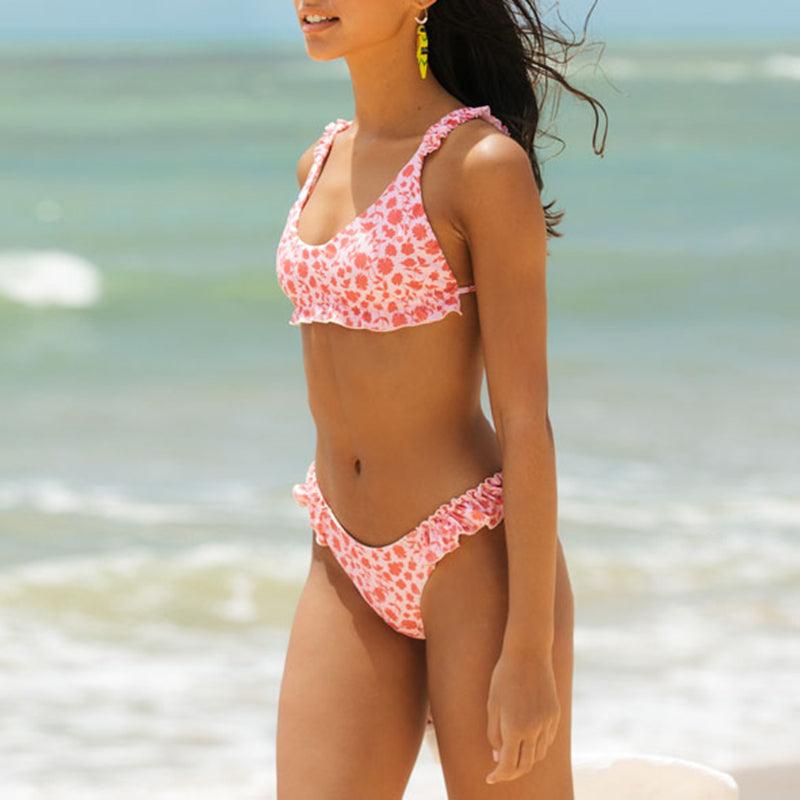 Maillot de bain femme, string, haut de bikini triangle, imprimé push-up, ensembles de bikini deux pièces, fendu, bouton, vêtements de plage, maillot de bain taille haute, échancré.