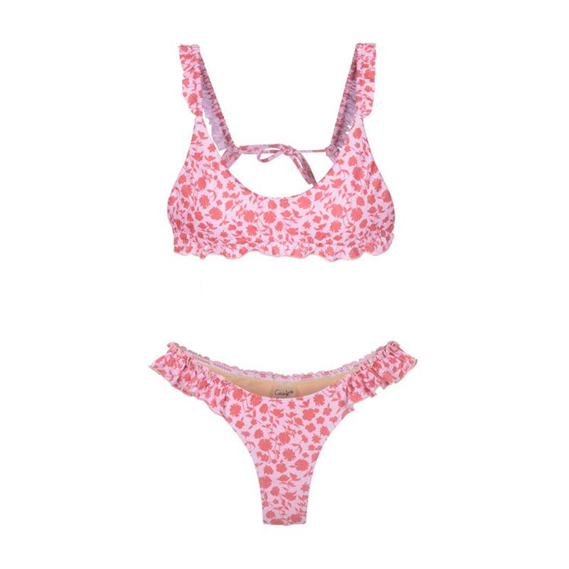 Maillot de bain femme, string, haut de bikini triangle, imprimé push-up, ensembles de bikini deux pièces, fendu, bouton, vêtements de plage, maillot de bain taille haute, échancré.