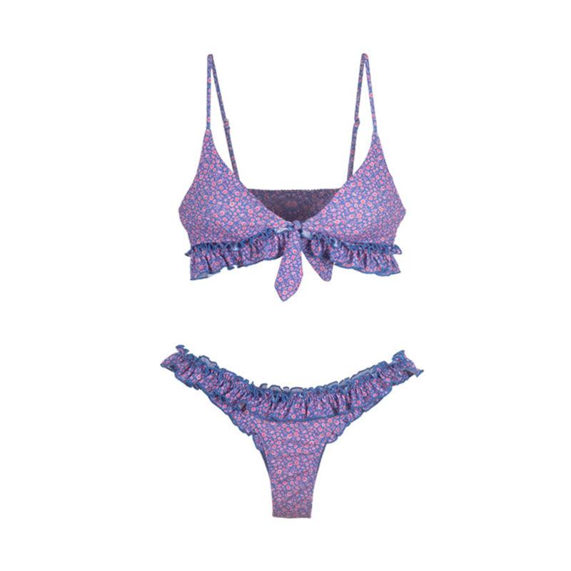 Maillot de bain femme, string, haut de bikini triangle, imprimé push-up, ensembles de bikini deux pièces, fendu, bouton, vêtements de plage, maillot de bain taille haute, échancré.