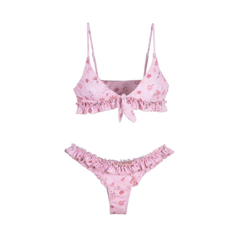 Maillot de bain femme, string, haut de bikini triangle, imprimé push-up, ensembles de bikini deux pièces, fendu, bouton, vêtements de plage, maillot de bain taille haute, échancré.