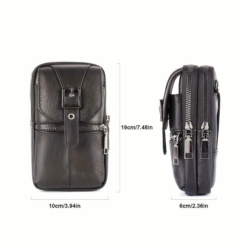 Sac banane portefeuille en cuir véritable pour homme