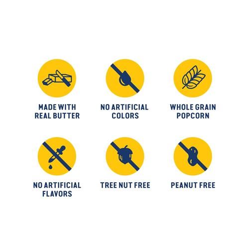 Popcorn Skinnypop saveur beurre, sans gluten, sans OGM, collations popcorn saines, Skinny Pop, sachet format épicerie de 125g