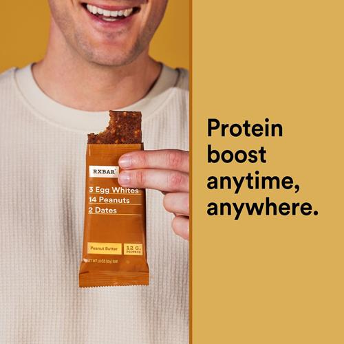Barres protéinées Rxbar, 12g de protéines, snacks sans gluten, barres snack, beurre de cacahuète, boîte de 623g (12 barres)