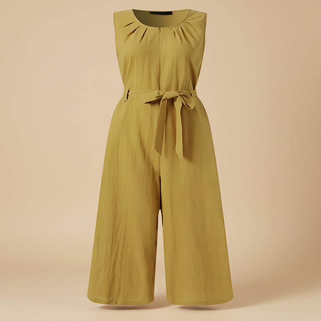Pantalon en coton uni taille mi-haute longueur cheville pour femme