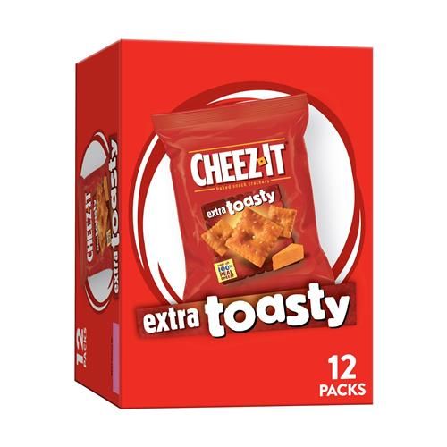 Crackers au fromage Cheez-It, crackers cuits au four, snacks pour le bureau et les enfants, extra grillés, boîte de 340g (12 paquets)