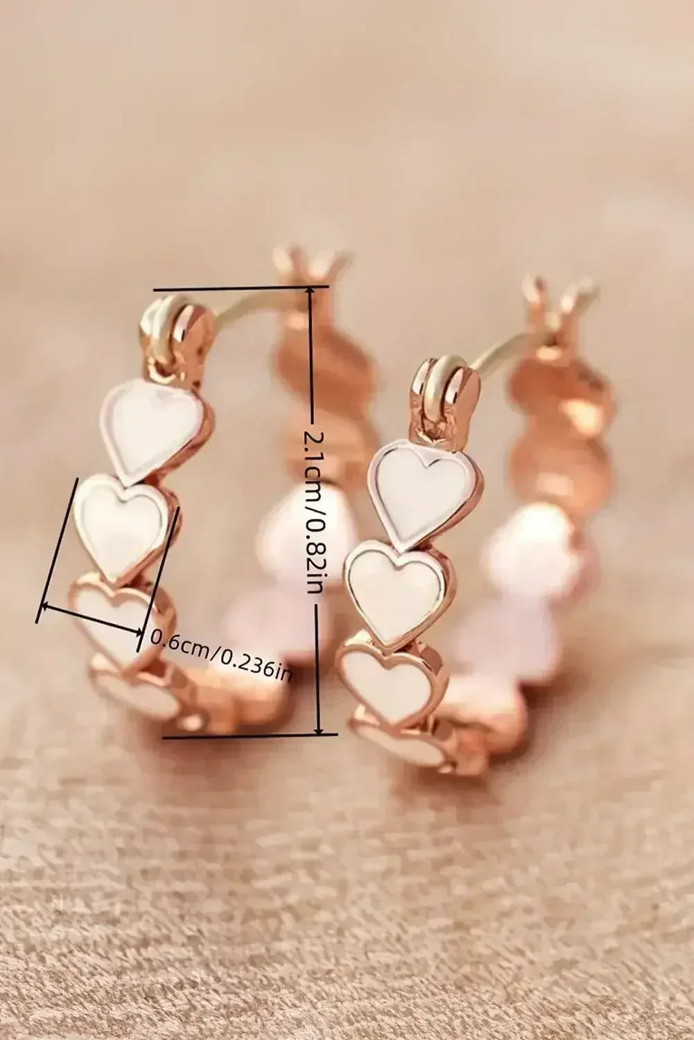 Boucles d'oreilles créoles cœur blanc - Créoles romantiques en alliage pour la Saint-Valentin - Femstylo