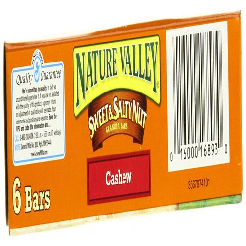 Barres tendres Granola Nature Valley, noix sucrées et salées, cajou, 6 barres, 7,2 oz