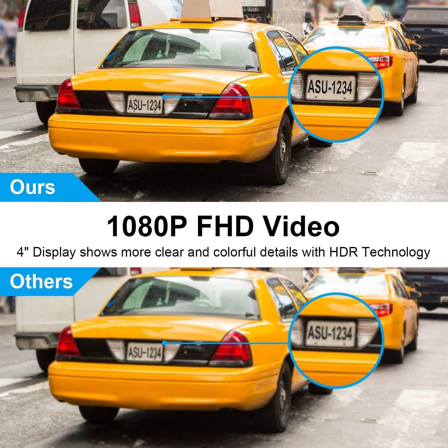 Caméra embarquée Full HD 1080P avec écran 4" et double caméra