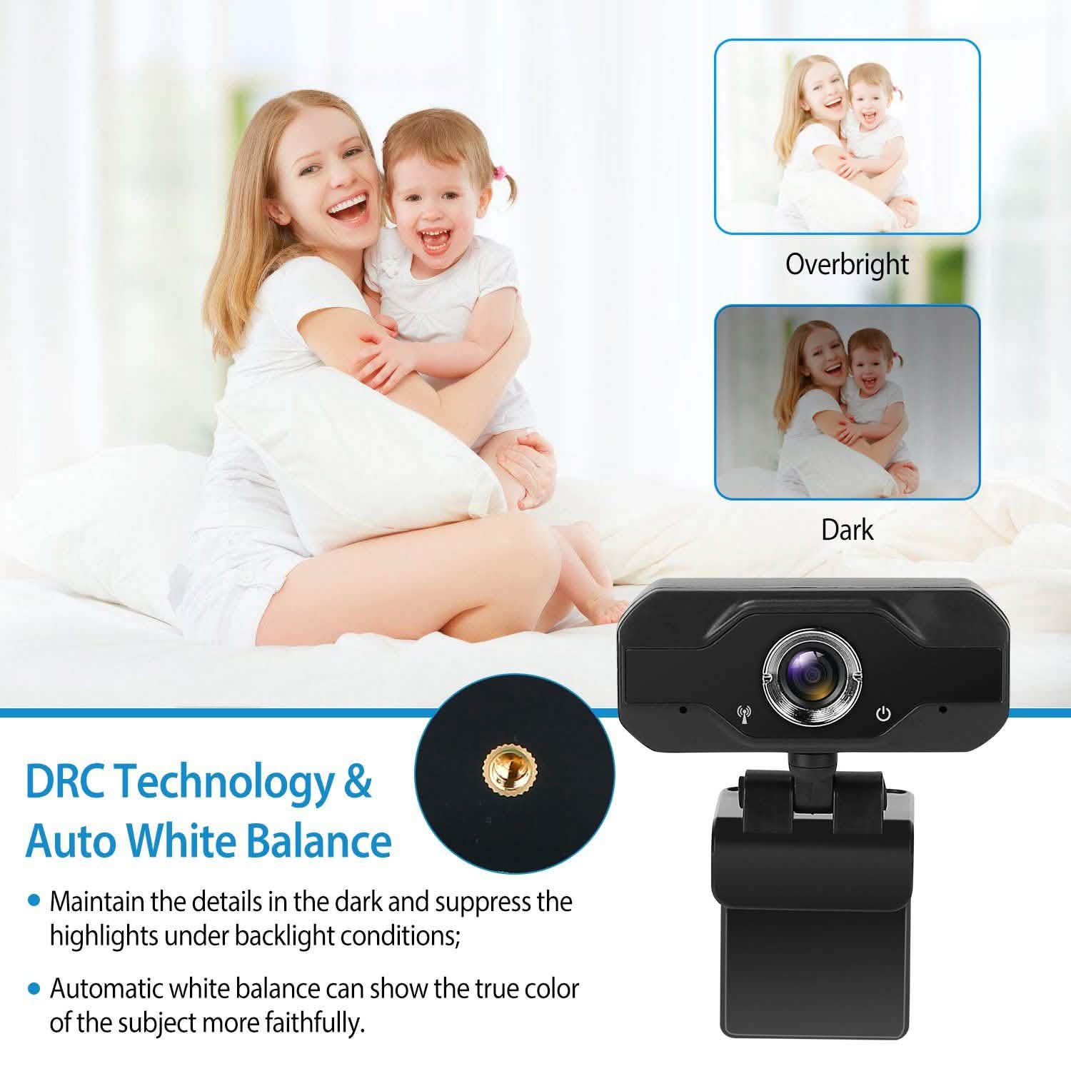 Webcam USB FHD 1080P avec clip rotatif à 360°