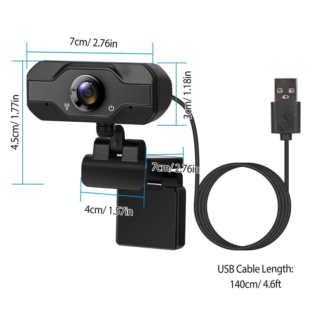 Webcam USB FHD 1080P avec clip rotatif à 360°
