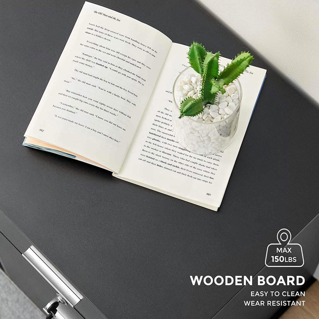 Classeur 2 tiroirs en bois, meuble de rangement latéral