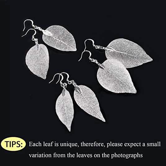 Boucles d'oreilles pendantes longues feuille en filigrane