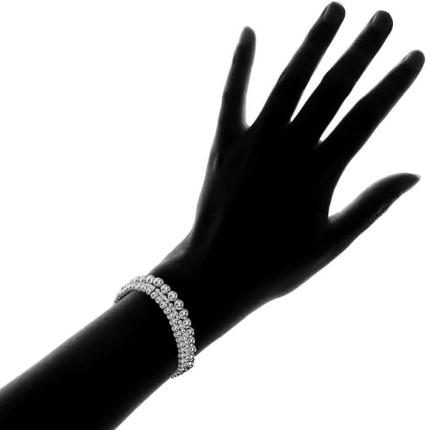 Bracelet extensible multi-perles en argent fin