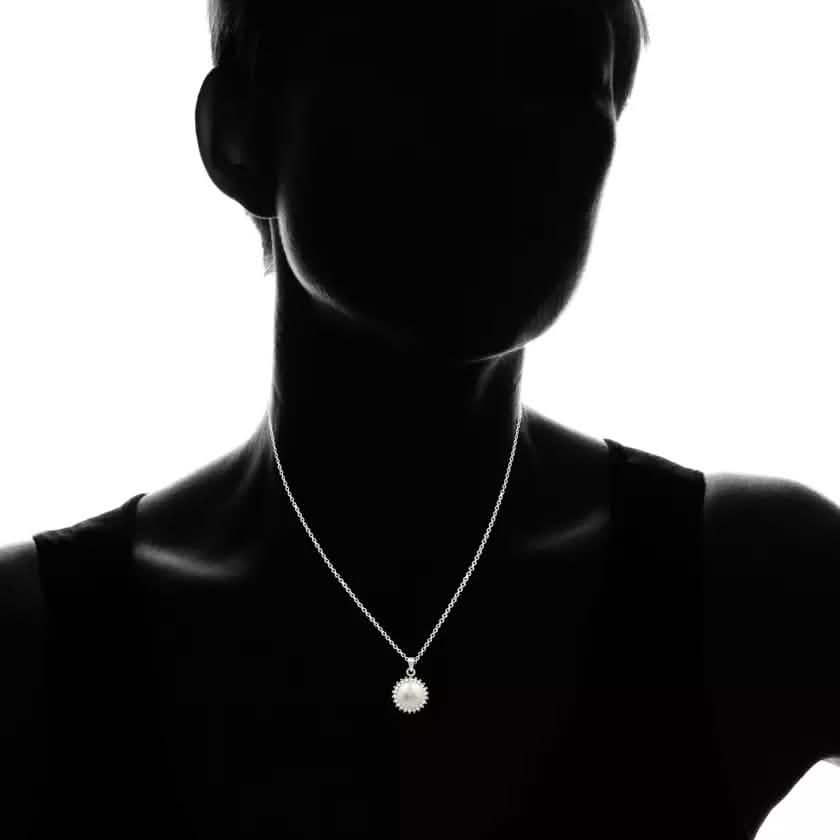 Collier Fantaisie Perles Nacre Halo Plaqué Argent Fin