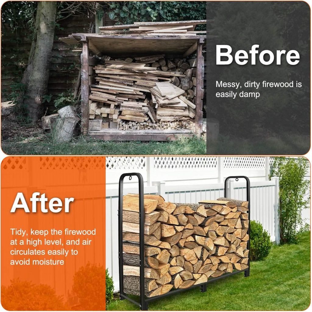 Support à bûches de bois de chauffage 2500lbs Étagère de rangement en fer