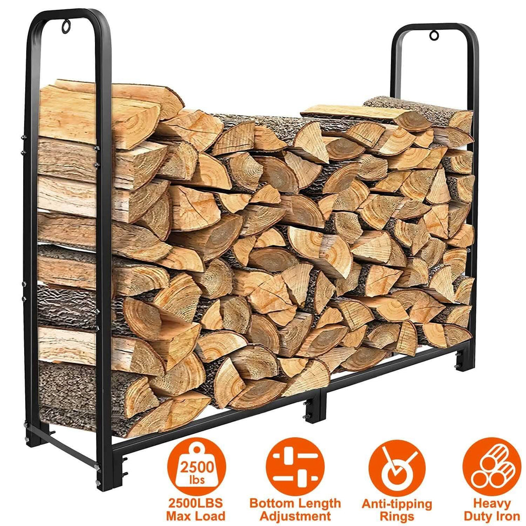 Support à bûches de bois de chauffage 2500lbs Étagère de rangement en fer
