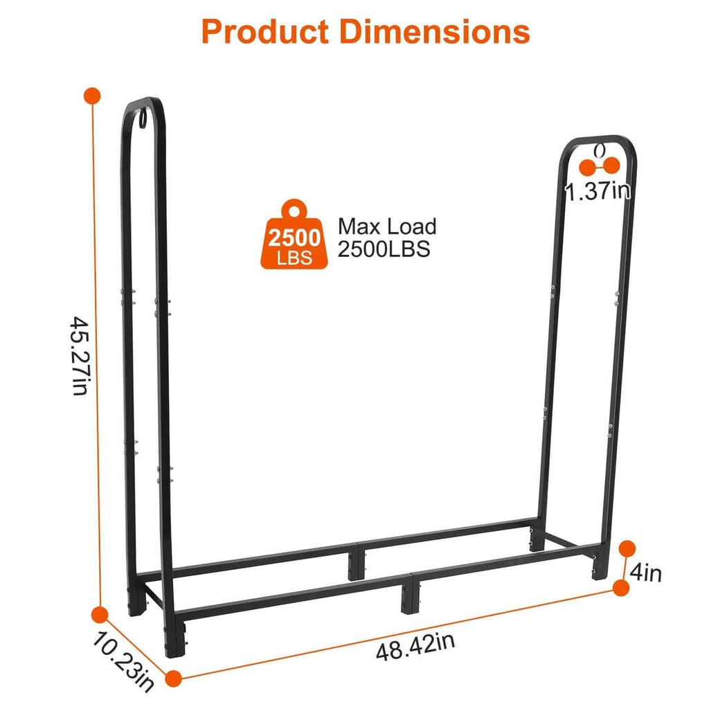 Support à bûches de bois de chauffage 2500lbs Étagère de rangement en fer