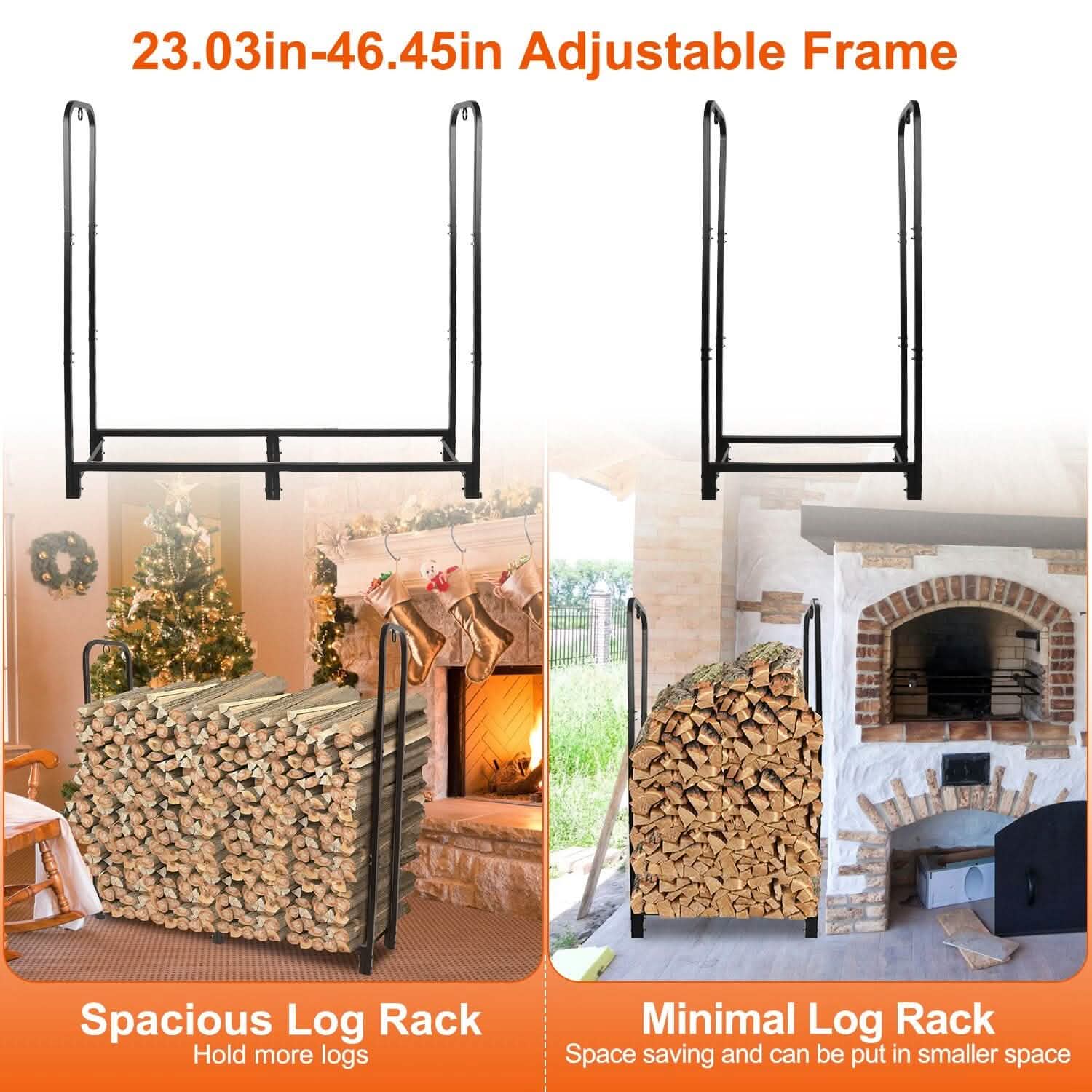 Support à bûches de bois de chauffage 2500lbs Étagère de rangement en fer
