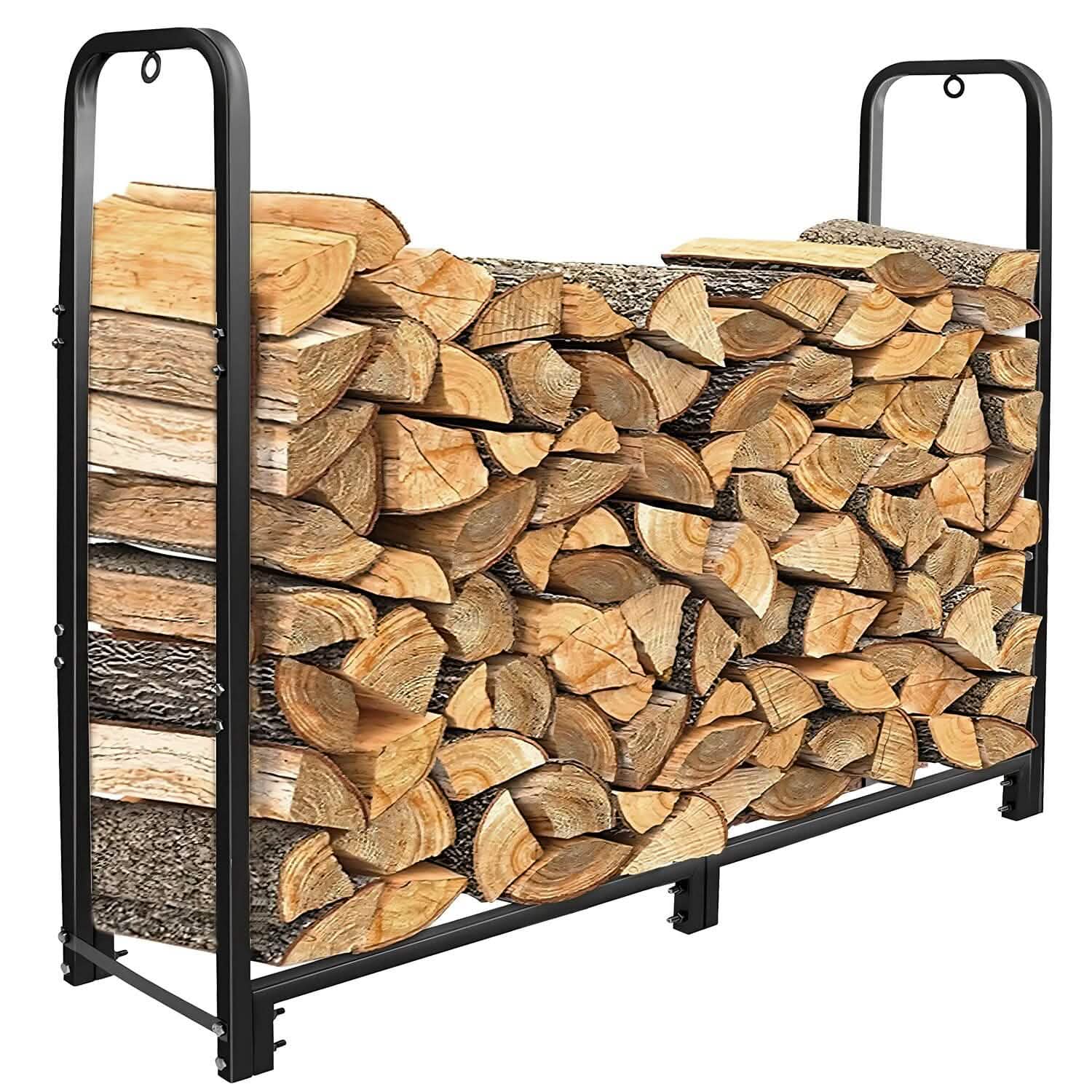 Support à bûches de bois de chauffage 2500lbs Étagère de rangement en fer