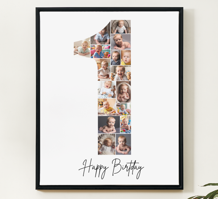 Modèle de collage pour le premier anniversaire – Canva Photo Numéro 1 à imprimer