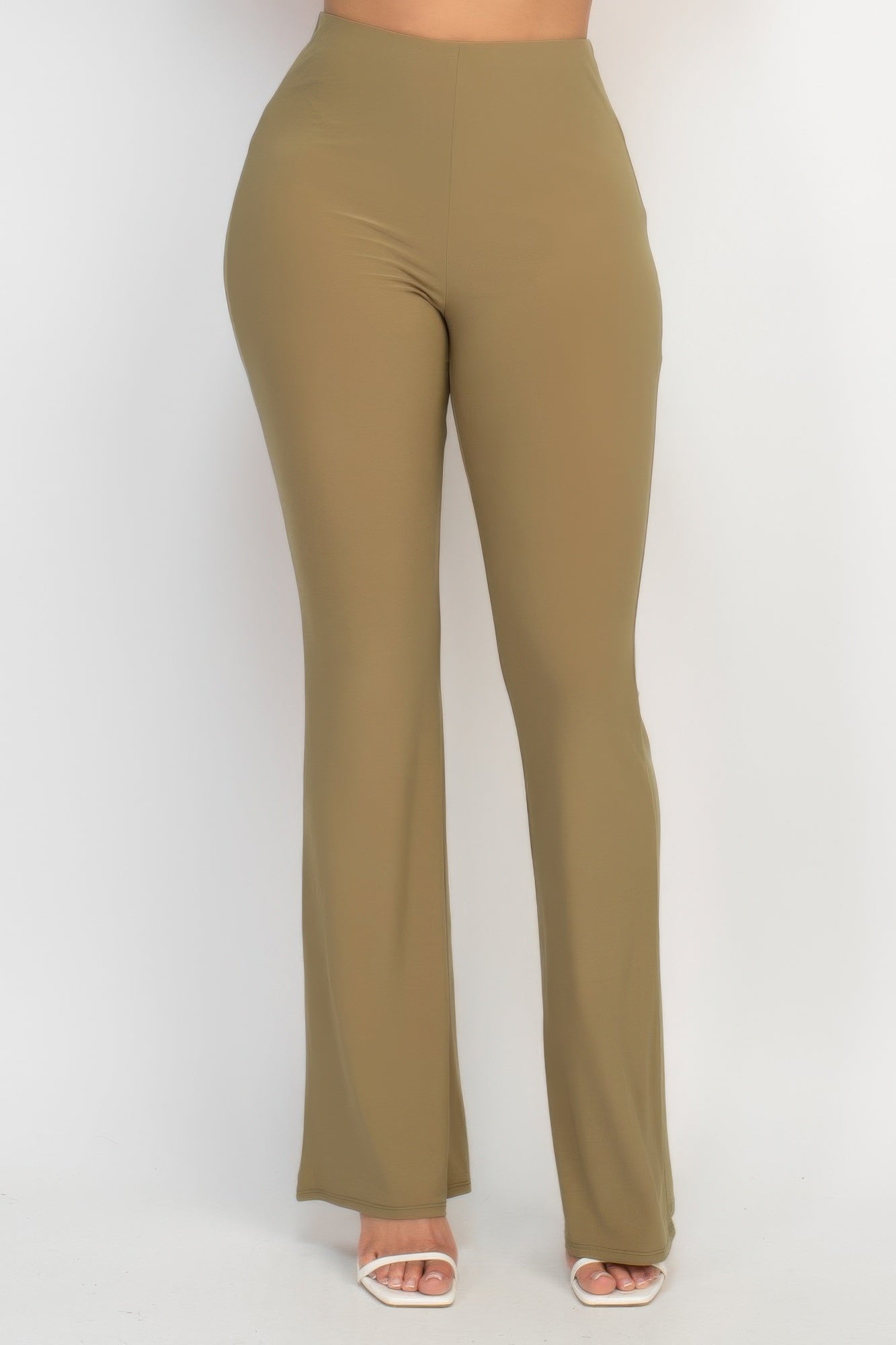 Taille S Pantalon coupe évasée et cintrée décontracté en tissu élastique