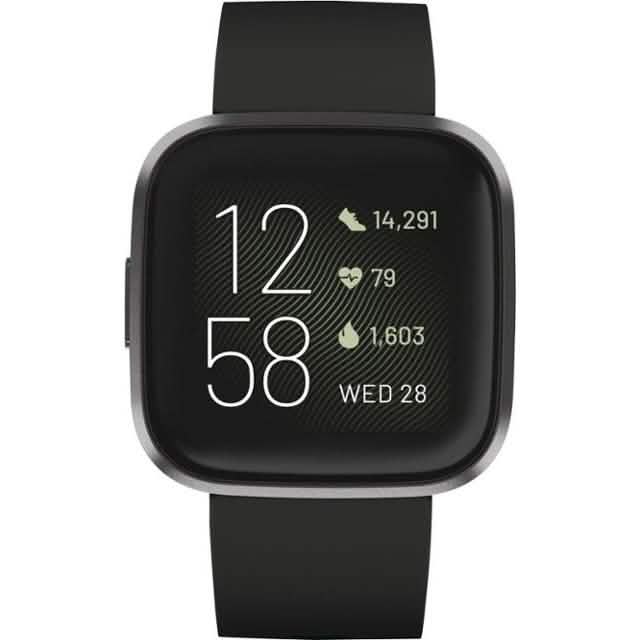 Fitbit - Montre intelligente Versa 2 40 mm aluminium - Noir/Carbone avec bracelet en silicone