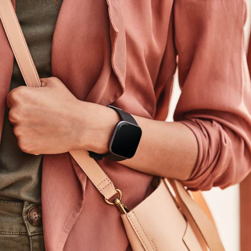 Fitbit - Montre intelligente Versa 2 40 mm aluminium - Noir/Carbone avec bracelet en silicone