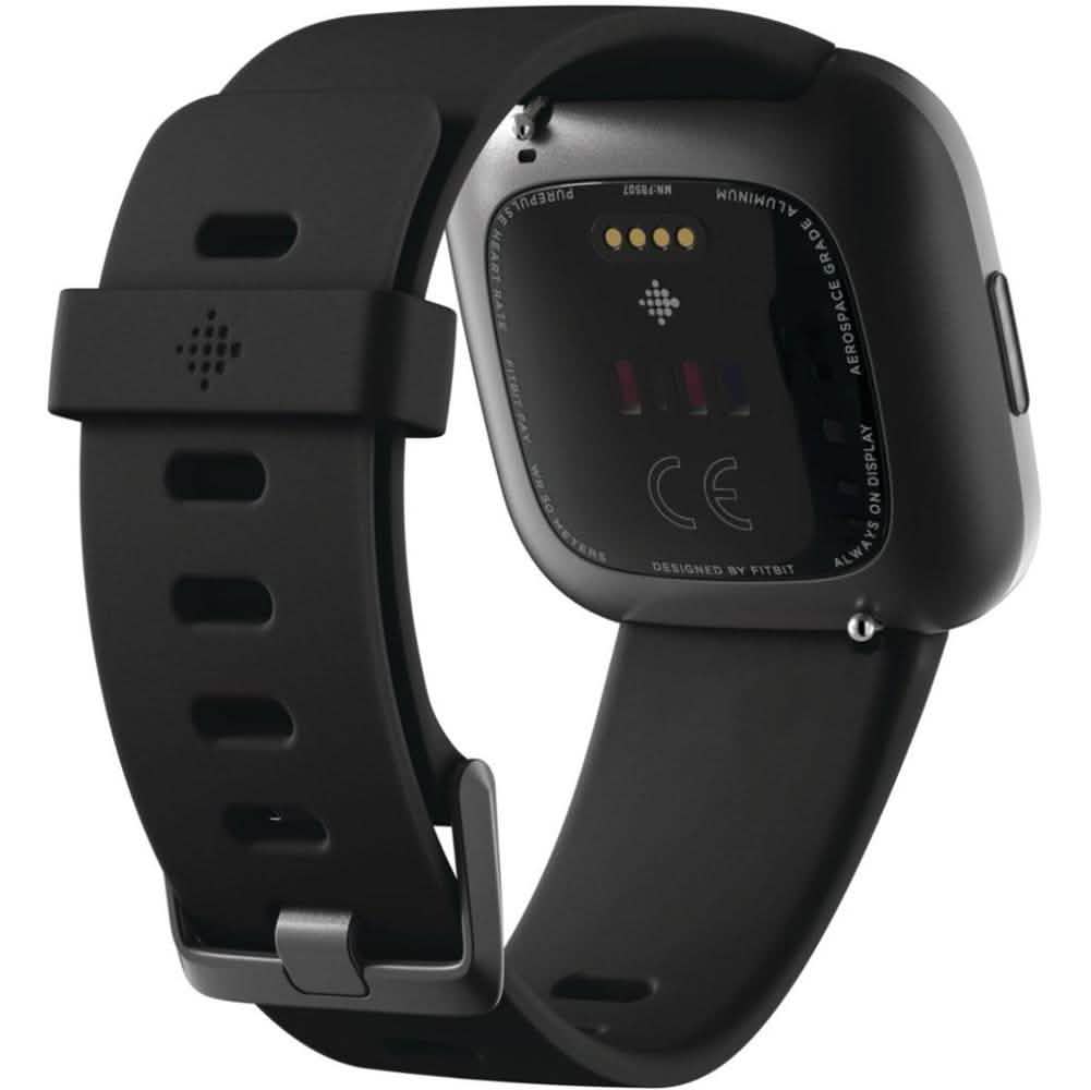 Fitbit - Montre intelligente Versa 2 40 mm aluminium - Noir/Carbone avec bracelet en silicone