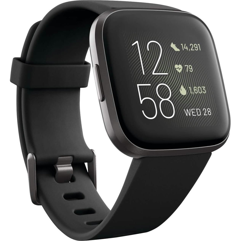 Fitbit - Montre intelligente Versa 2 40 mm aluminium - Noir/Carbone avec bracelet en silicone