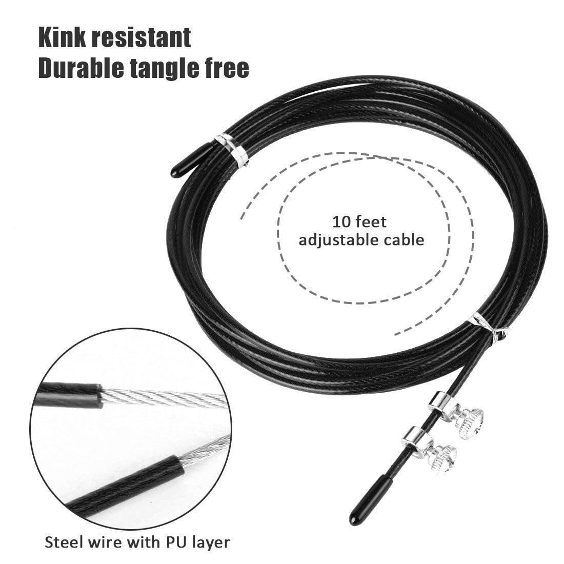 Corde à sauter de fitness avec roulement léger, cordes à sauter rapides en métal, équipement d'entraînement de gym, corde à sauter rapide pour hommes pour l'entraînement de fitness, corde à sauter réglable pour adultes pour hommes et femmes