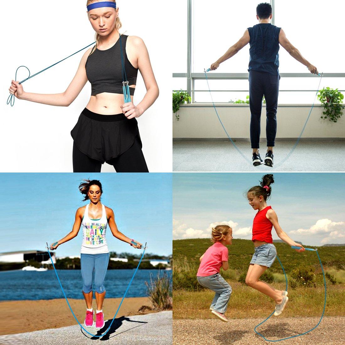 Corde à sauter de fitness avec roulement léger, cordes à sauter rapides en métal, équipement d'entraînement de gym, corde à sauter rapide pour hommes pour l'entraînement de fitness, corde à sauter réglable pour adultes pour hommes et femmes