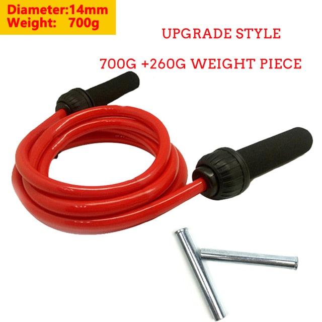 Corde à sauter fitness lestée épaisse et lourde en PVC, ajustable pour le cardio, polyvalente, pour l'entraînement à la vitesse