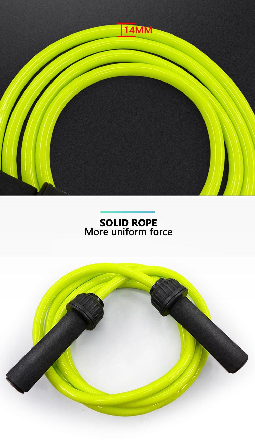 Corde à sauter fitness lestée épaisse et lourde en PVC, ajustable pour le cardio, polyvalente, pour l'entraînement à la vitesse