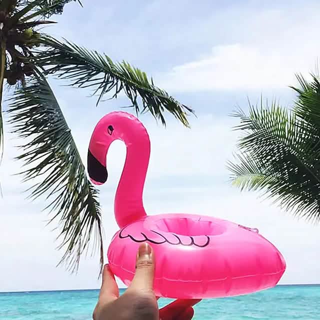 Porte-gobelet Gonflable Flottant à Paillettes Flamant rose