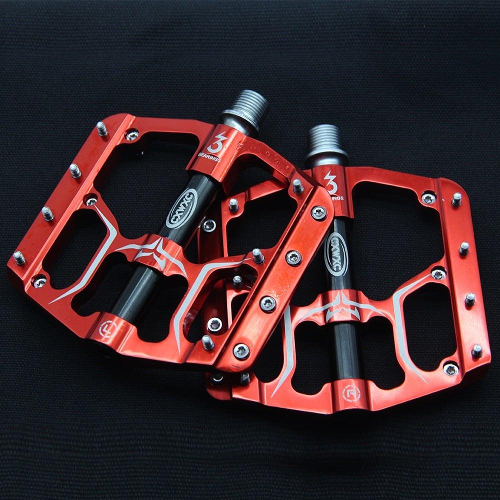 Pédales plates de vélo de route à 3 roulements étanches, pédales de vélo de montagne, accessoires de plate-forme large, pédales de vélo de montagne en aluminium, plates-formes plates légères antidérapantes à roulement étanche pour VTT de route