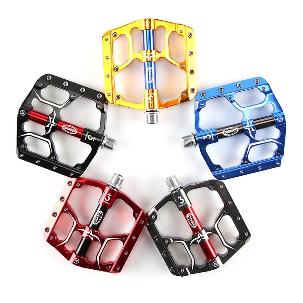 Pédales plates de vélo de route à 3 roulements étanches, pédales de vélo de montagne, accessoires de plate-forme large, pédales de vélo de montagne en aluminium, plates-formes plates légères antidérapantes à roulement étanche pour VTT de route