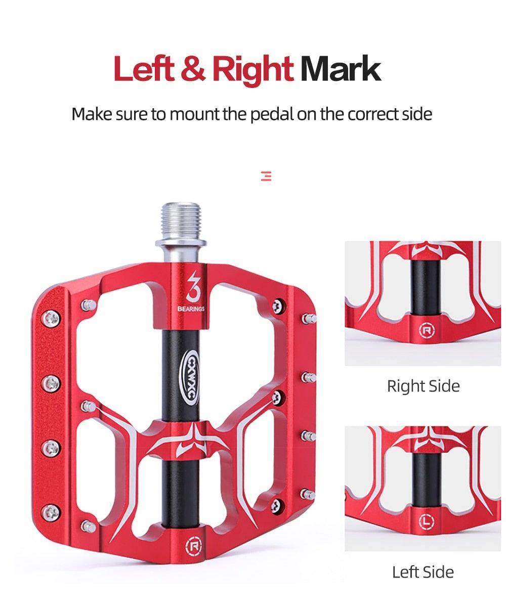 Pédales plates de vélo de route à 3 roulements étanches, pédales de vélo de montagne, accessoires de plate-forme large, pédales de vélo de montagne en aluminium, plates-formes plates légères antidérapantes à roulement étanche pour VTT de route