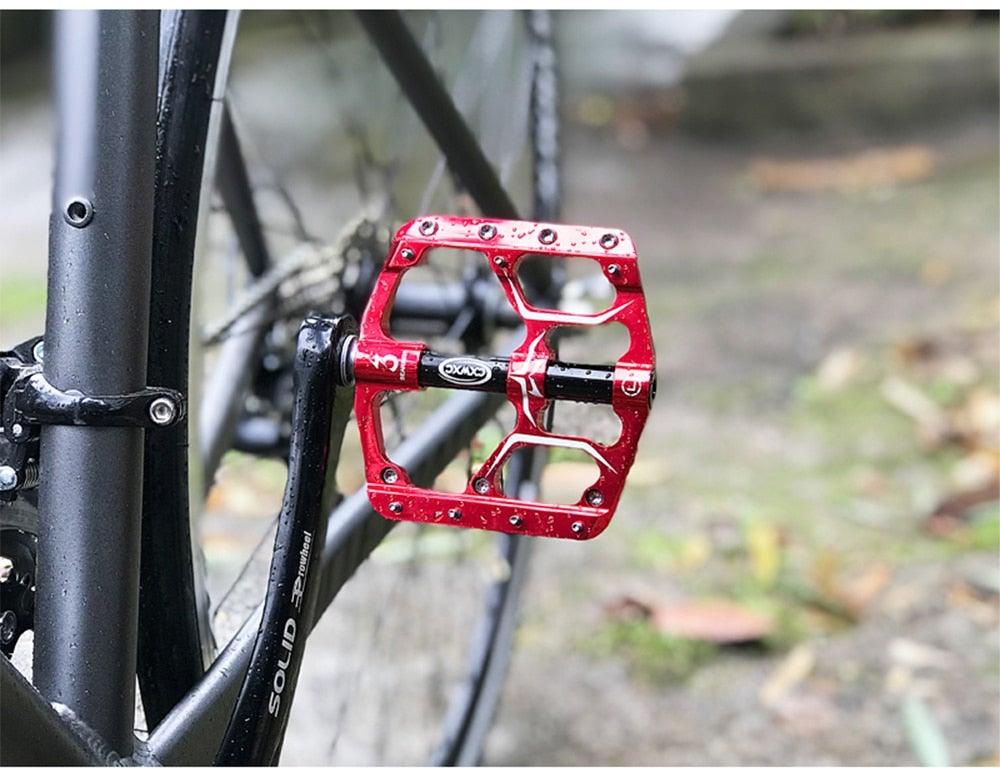 Pédales plates de vélo de route à 3 roulements étanches, pédales de vélo de montagne, accessoires de plate-forme large, pédales de vélo de montagne en aluminium, plates-formes plates légères antidérapantes à roulement étanche pour VTT de route