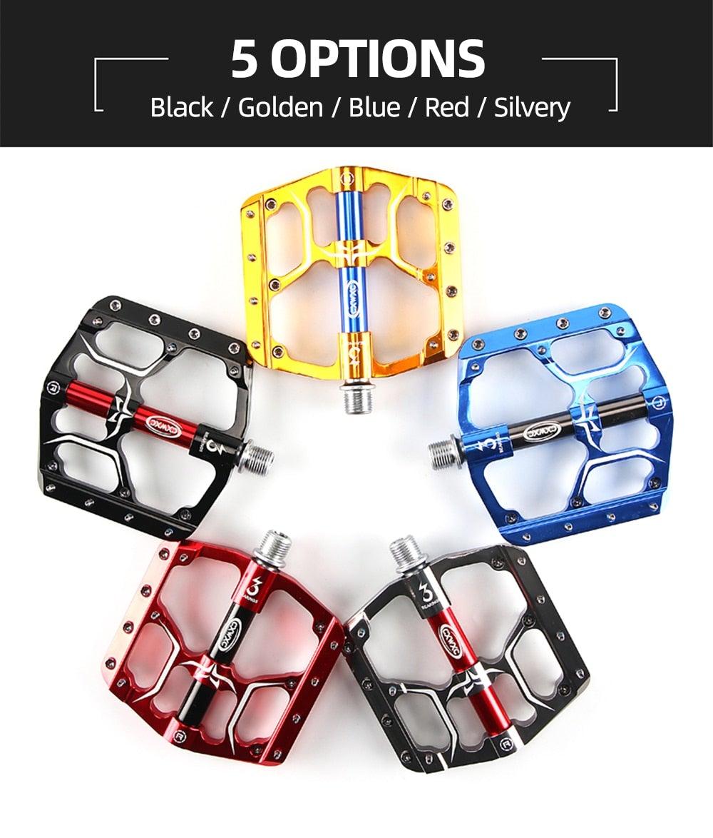 Pédales plates de vélo de route à 3 roulements étanches, pédales de vélo de montagne, accessoires de plate-forme large, pédales de vélo de montagne en aluminium, plates-formes plates légères antidérapantes à roulement étanche pour VTT de route