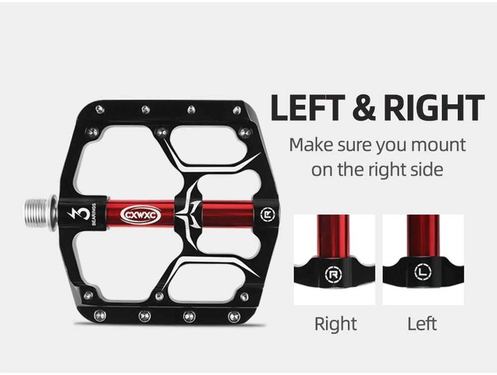 Pédales plates de vélo de route à 3 roulements étanches, pédales de vélo de montagne, accessoires de plate-forme large, pédales de vélo de montagne en aluminium, plates-formes plates légères antidérapantes à roulement étanche pour VTT de route