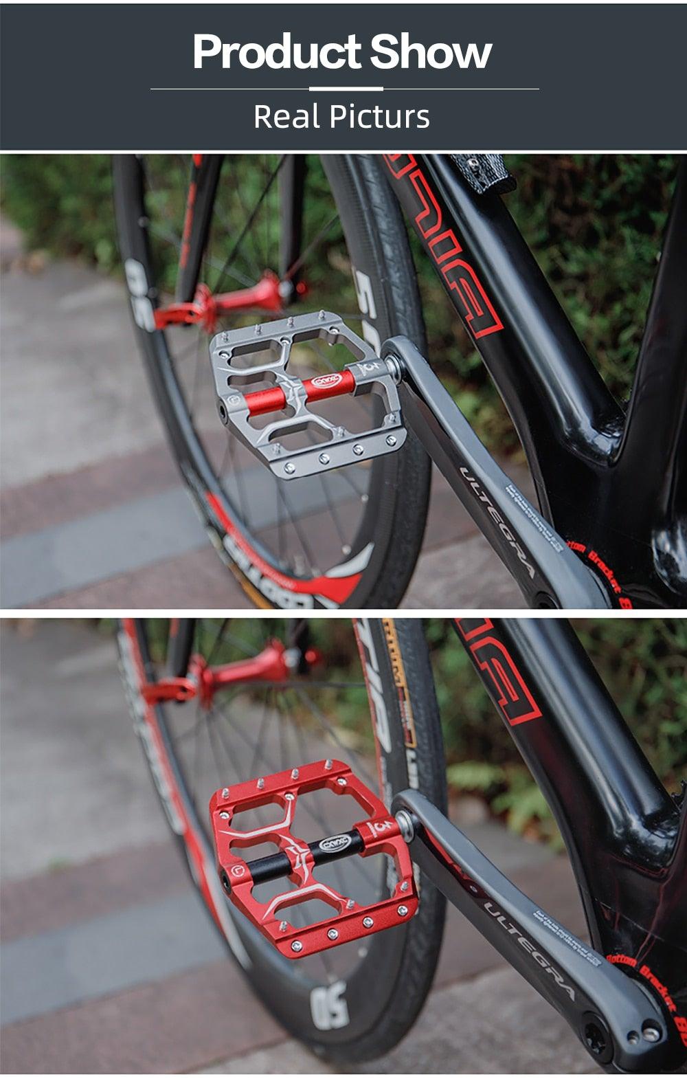 Pédales plates de vélo de route à 3 roulements étanches, pédales de vélo de montagne, accessoires de plate-forme large, pédales de vélo de montagne en aluminium, plates-formes plates légères antidérapantes à roulement étanche pour VTT de route