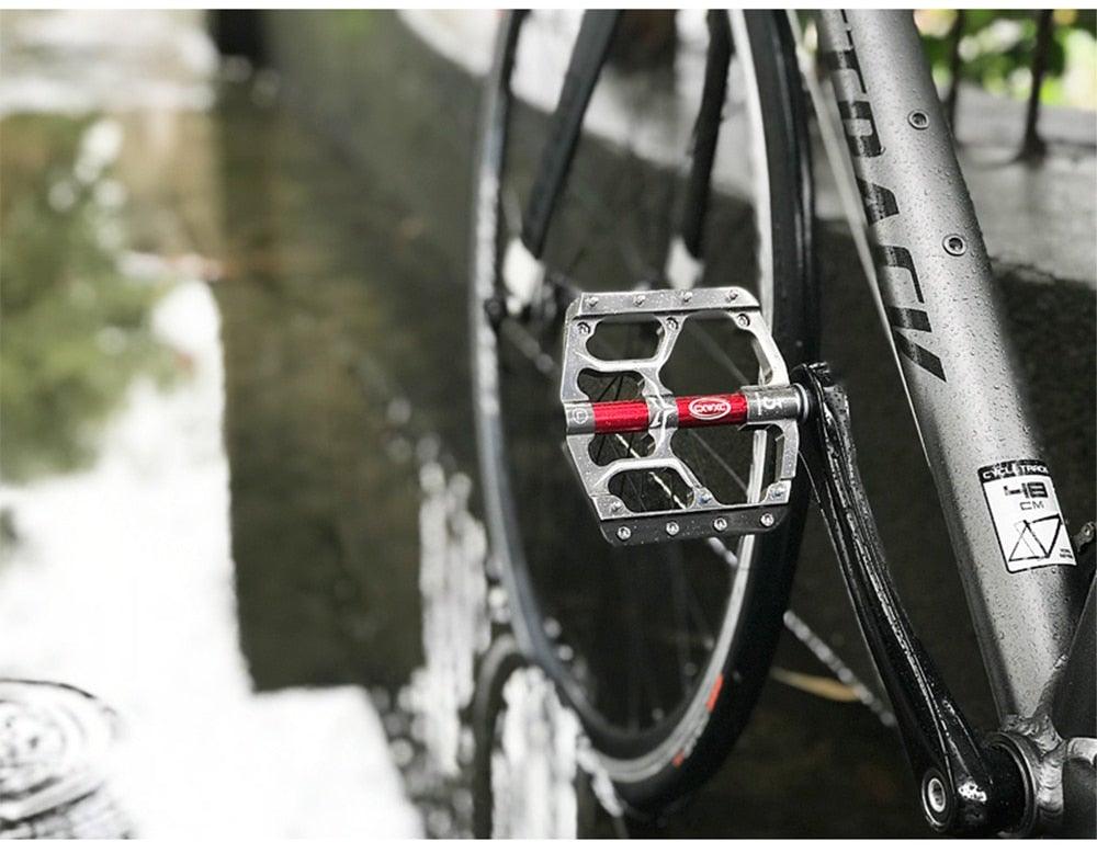Pédales plates de vélo de route à 3 roulements étanches, pédales de vélo de montagne, accessoires de plate-forme large, pédales de vélo de montagne en aluminium, plates-formes plates légères antidérapantes à roulement étanche pour VTT de route