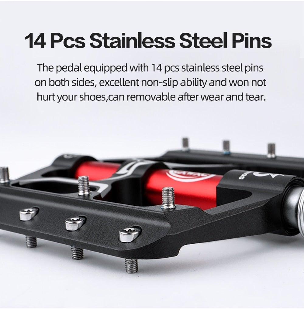 Pédales plates de vélo de route à 3 roulements étanches, pédales de vélo de montagne, accessoires de plate-forme large, pédales de vélo de montagne en aluminium, plates-formes plates légères antidérapantes à roulement étanche pour VTT de route