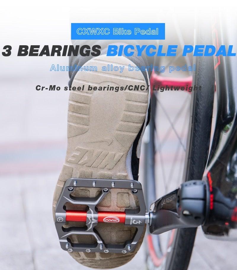 Pédales de vélo plates Route 3 roulements étanches Pédales de vélo VTT Pédales de VTT plate-forme large Accessoires Pédales de VTT Pédales de vélo plates en aluminium avec roulement étanche légères pour route VTT