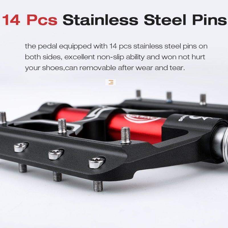 Pédales de vélo plates Route 3 roulements étanches Pédales de vélo VTT Pédales de VTT plate-forme large Accessoires Pédales de VTT Pédales de vélo plates en aluminium avec roulement étanche légères pour route VTT