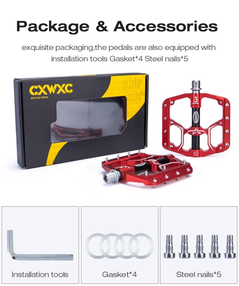 Pédales de vélo plates Route 3 roulements étanches Pédales de vélo VTT Pédales de VTT plate-forme large Accessoires Pédales de VTT Pédales de vélo plates en aluminium avec roulement étanche légères pour route VTT